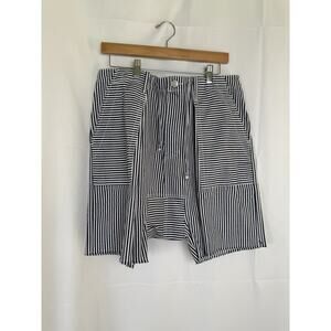 Jaded Gypsy Navy Striped Workwear Shorts Size S/M Distressed Hem Carpenter Style